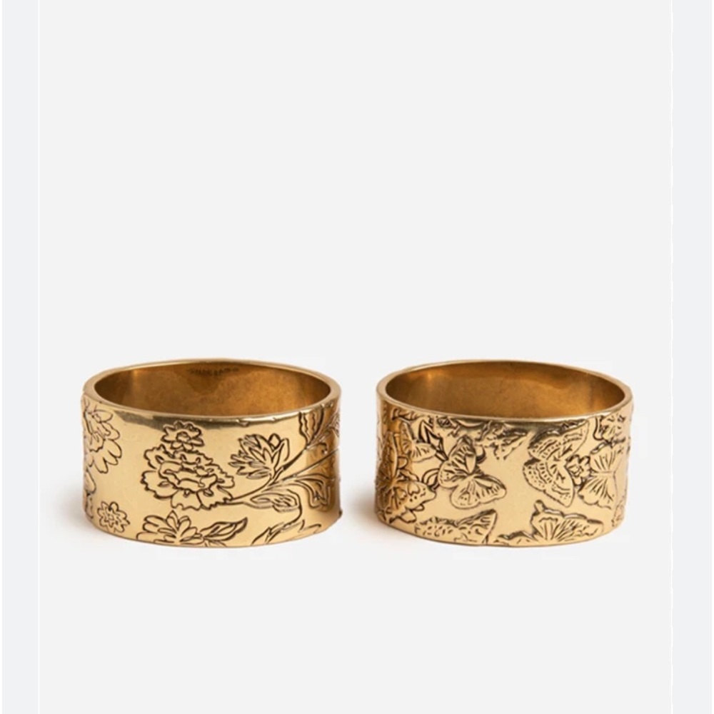 NWT set of 4 Johnny Was Butterfly 🦋 Brass Napkin Rings. - Picture 3 of 8